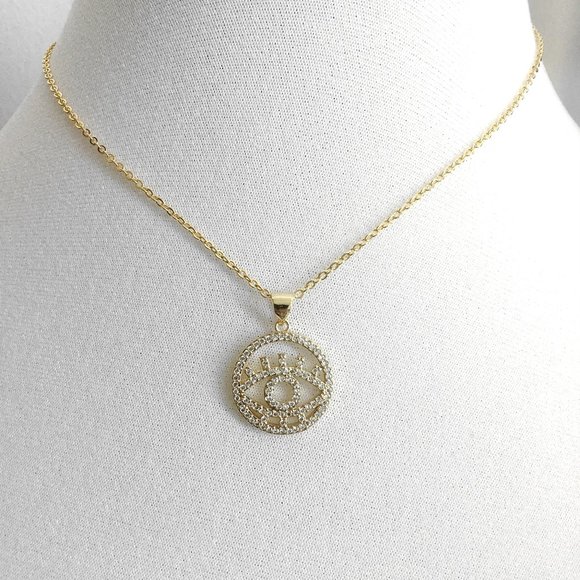 Evil Eye Necklace with Sparkly cubic zirconia Stones - Picture 2 of 5